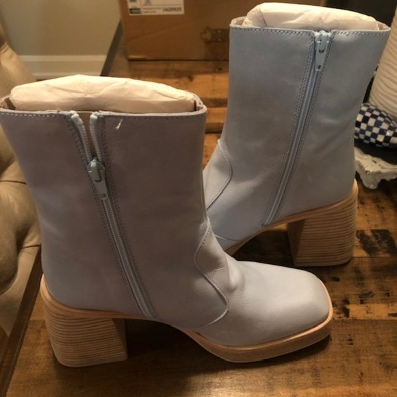 NEW $278 FREE PEOPLE CELESTE BLUE RUBY PLATFORM BOOTIES / BOOTS SIZE 39.5 / 9.5 - Picture 8 of 11